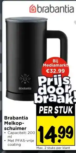 Vomar Voordeelmarkt Brabantia Melkop- schuimer aanbieding
