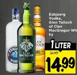 Vomar Voordeelmarkt Esbjaerg Vodka, Glen Talloch of Clan MacGregor Whis- ky aanbieding