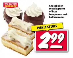 Nettorama Chocobollen met slagroom of luxe tompoucen met bakkersroom aanbieding