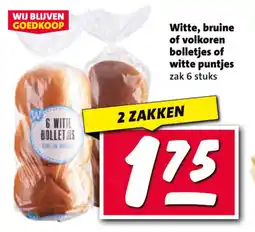 Nettorama Witte, bruine of volkoren bolletjes of witte puntjes aanbieding