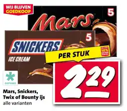 Nettorama Mars, Snickers, Twix of Bounty ijs aanbieding
