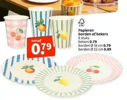 Wibra Papieren borden of bekers aanbieding