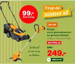 Welkoop Stiga accu gazonmaaier en grastrimmer aanbieding