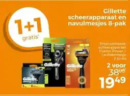 Trekpleister Gillette scheerapparaat en navulmesjes 8-pak aanbieding