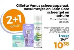 Trekpleister Gillette Venus scheerapparaat, navulmesjes en Satin Care scheergel en -schuim aanbieding