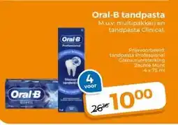 Trekpleister Oral-B tandpasta M.u.v. multipakken en tandpasta Clinical. aanbieding