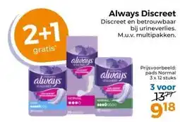 Trekpleister Always Discreet Discreet en betrouwbaar bij urineverlies. M.u.v. multipakken. aanbieding