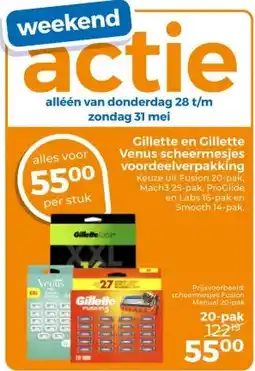 Trekpleister Gillette en Gillette Venus scheermesjes voordeelverpakking Keuze uit Fusion 20-pak, aanbieding