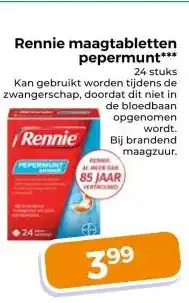 Trekpleister Rennie maagtabletten pepermunt aanbieding