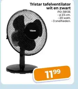 Trekpleister Tristar tafelventilator wit en zwart aanbieding