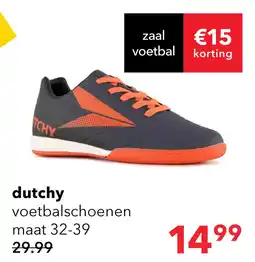 Scapino Dutchy IC kinder zaalvoetbalschoenen blauw oranje aanbieding