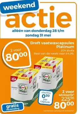 Trekpleister Dreft vaatwascapsules Platinum aanbieding