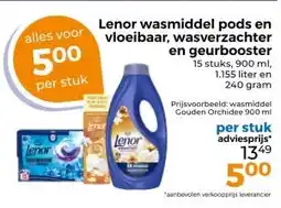 Trekpleister Lenor wasmiddel pods en vloeibaar, wasverzachter en geurbooster aanbieding