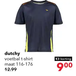 Scapino Dutchy Dry kinder voetbal T-shirt donkerblauw geel aanbieding