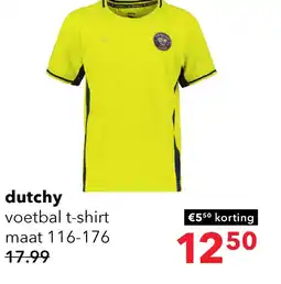 Scapino Dutchy Dry kinder voetbal T-shirt geel blauw aanbieding
