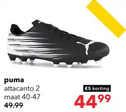 Scapino Puma Attacanto II MG heren voetbalschoenen zwart wit aanbieding