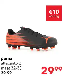 Scapino Puma Attacanto II MG kinder voetbalschoenen zwart oranje aanbieding