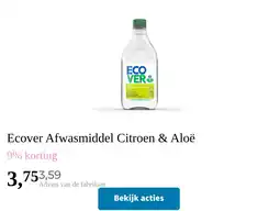 Plein.nl Ecover Afwasmiddel Citroen & Aloë aanbieding