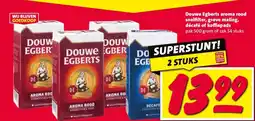 Nettorama Douwe Egberts aroma rood snelfilter, grove maling, décafé of koffiepads aanbieding