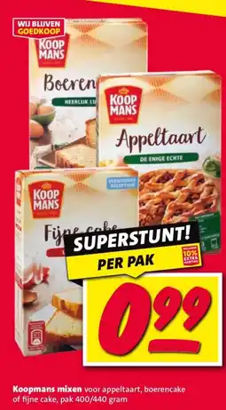 Nettorama Koopmans mixen voor appeltaart, boerencake aanbieding