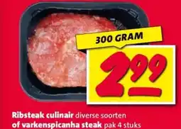 Nettorama Ribsteak culinair diverse soorten of varkenspicanha steak aanbieding