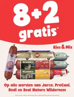 Maxi Zoo Alle worsten van Jarco, ProCani,Rodi en Real Nature Wilderness aanbieding