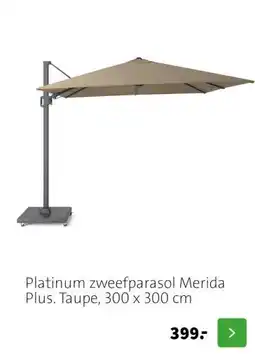 Intratuin Platinum zweefparasol Merida Plus. Taupe, 300 x 300 cm aanbieding