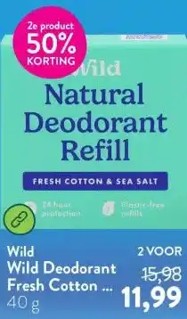Holland & Barrett Wild Deodorant Fresh Cotton & Sea Salt Navulling aanbieding