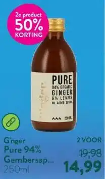 Holland & Barrett Pure 94% Gembersap BIO aanbieding