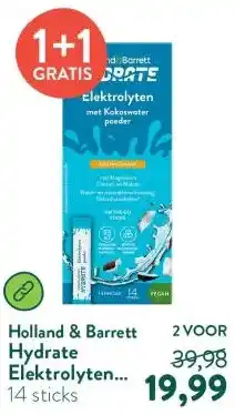 Holland & Barrett Hydrate Elektrolyten met Kokoswaterpoeder Ananassmaak - 14 sticks aanbieding