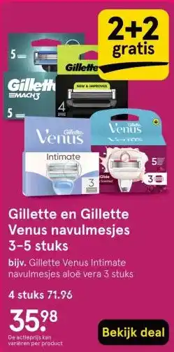 Etos Gillette en Gillette Venus navulmesjes 3-5 stuks aanbieding