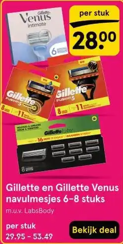 Etos Gillette en Gillette Venus navulmesjes 6-8 stuks aanbieding