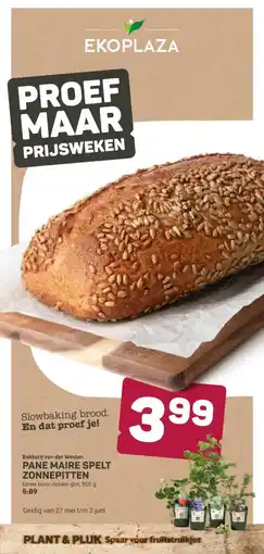 Ekoplaza Bakkerij van der Westen PANE MAIRE SPELT ZONNEPITTEN aanbieding