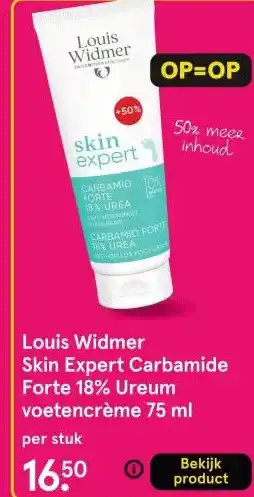 Etos Louis Widmer Skin Expert Carbamide Forte 18% Ureum voetencrème 75 ml aanbieding