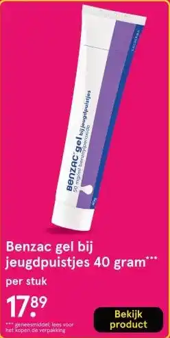 Etos Benzac gel bij jeugdpuistjes 40 gram aanbieding