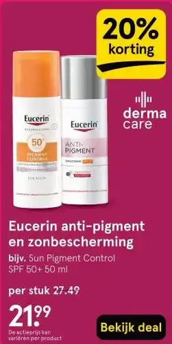 Etos Eucerin anti-pigment en zonbescherming aanbieding