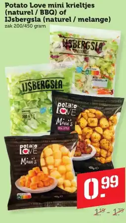 Coop Potato Love mini krieltjes (naturel/BBQ) of IJsbergsla (naturel / melange) aanbieding