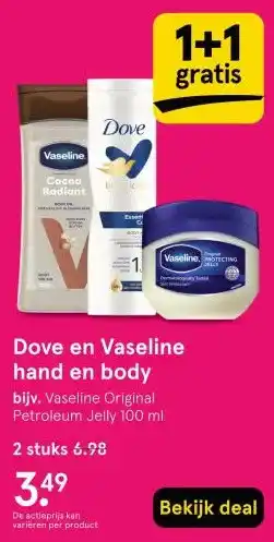 Etos Dove en Vaseline hand en body aanbieding