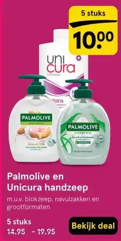 Etos Palmolive en Unicura handzeep aanbieding