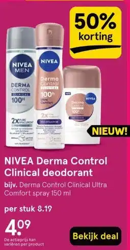 Etos NIVEA Derma Control Clinical deodorant aanbieding