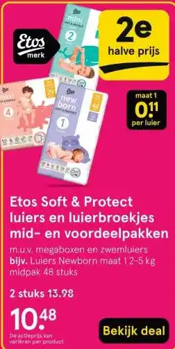 Etos Etos Soft & Protect luiers en luierbroekjes mid- en voordeelpakken aanbieding