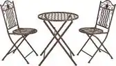 Bol.com Bistroset Biella metaal tuintafel met 2 tuinstoelen bruin aanbieding