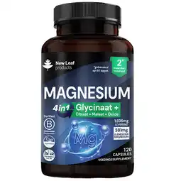 Holland & Barrett 2e product 50% korting | New Leaf Products Magnesium Complex 4-in-1 - 120 capsules aanbieding