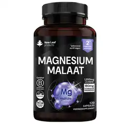 Holland & Barrett 2e product 50% korting | New Leaf Products Magnesium Malaat - 120 capsules aanbieding