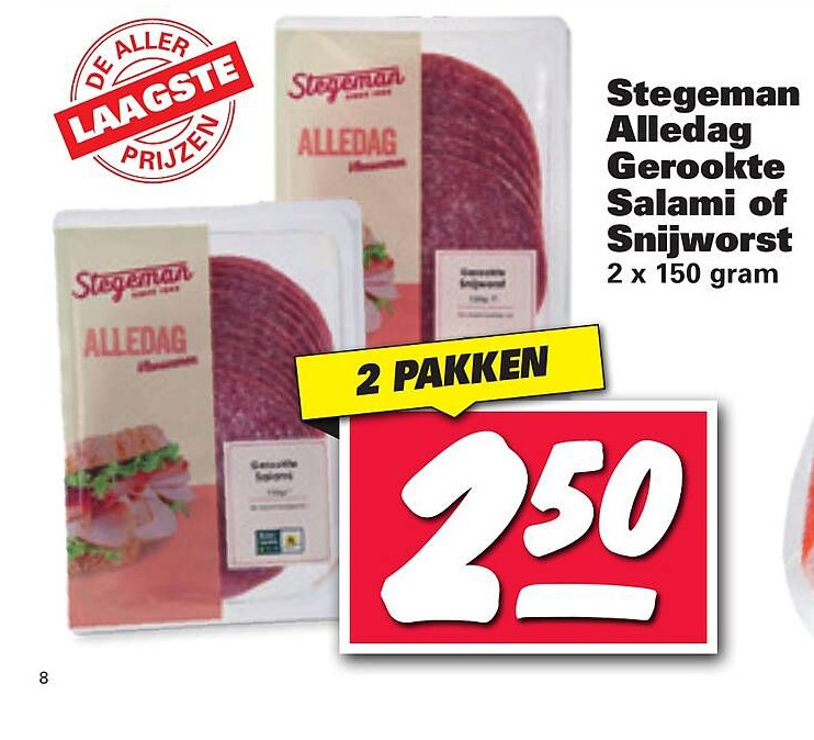 Stegeman Alledag Gerookte Salami of n Snijworst aanbieding bij Nettorama
