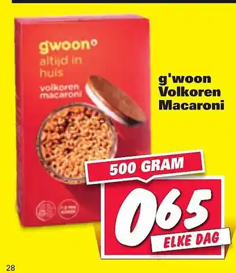 Nettorama g'woon Volkoren Macaroni aanbieding