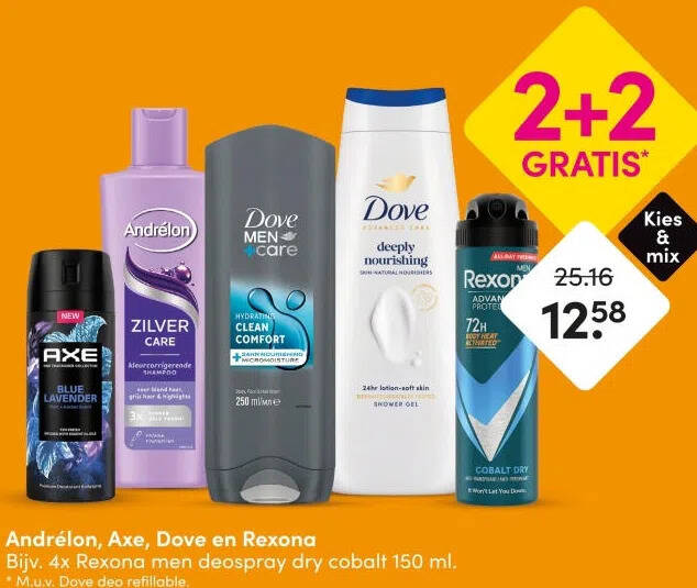 Andrélon, Axe, Dove en Rexona aanbieding bij DA