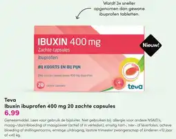 DA Teva Ibuxin ibuprofen 400 mg 20 zachte capsules aanbieding