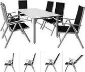 Bol.com Casaria Tuinset Bern – 6 Stoelen 1 Tafel Aluminium – Zilver aanbieding