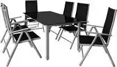 Bol.com Casaria Tuinset - 6 Personen Aluminium 6 stoelen 1 Tafel - Zilver aanbieding
